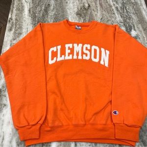 Vintage 1990’s Clemson Tigers Orange & White Champion Sweatshirt Men’s Medium